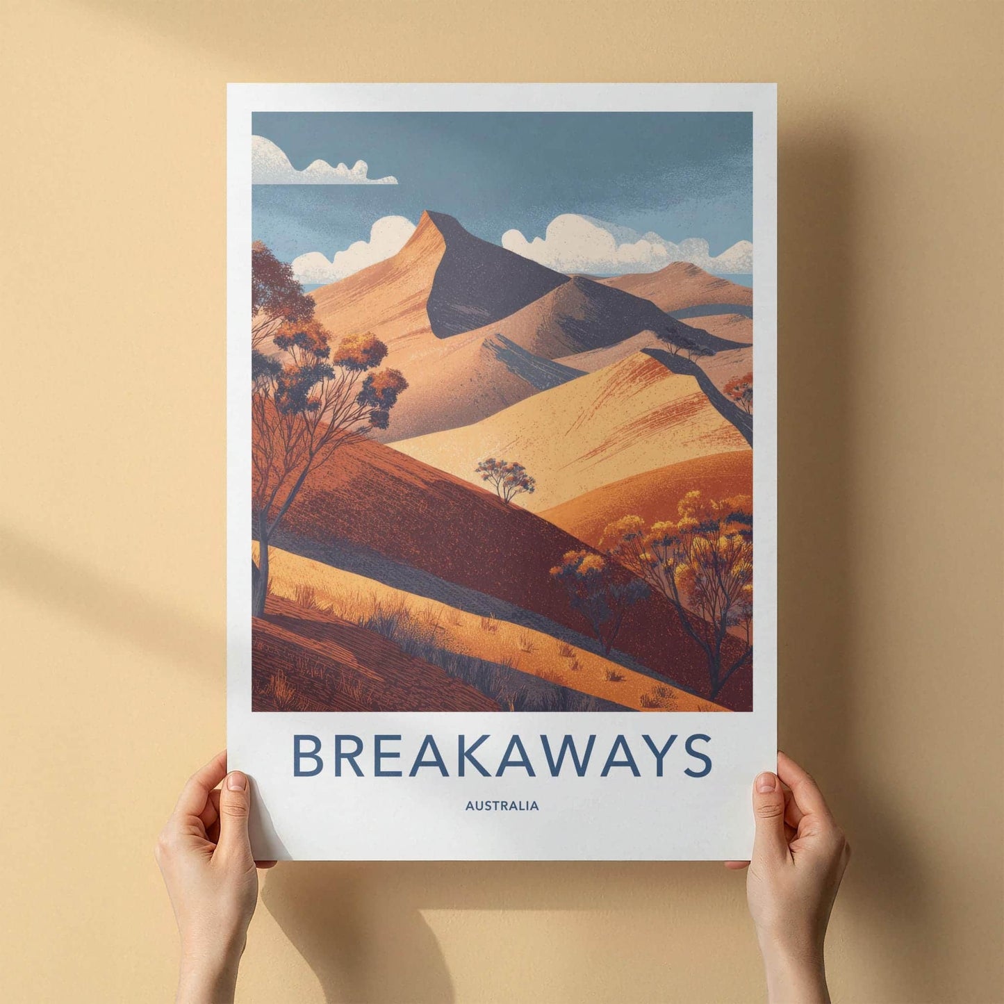 Breakaways Poster - Australia Scenic Art - Outback Sandy Hills Wall Decor