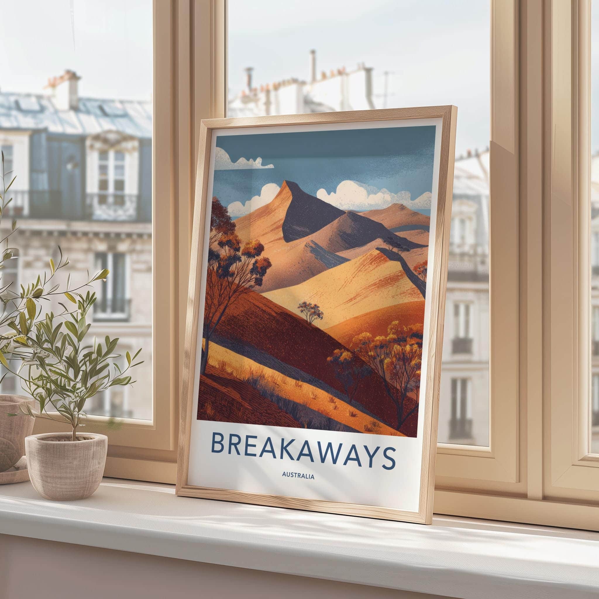 Breakaways Poster - Australia Scenic Art - Outback Sandy Hills Wall Decor