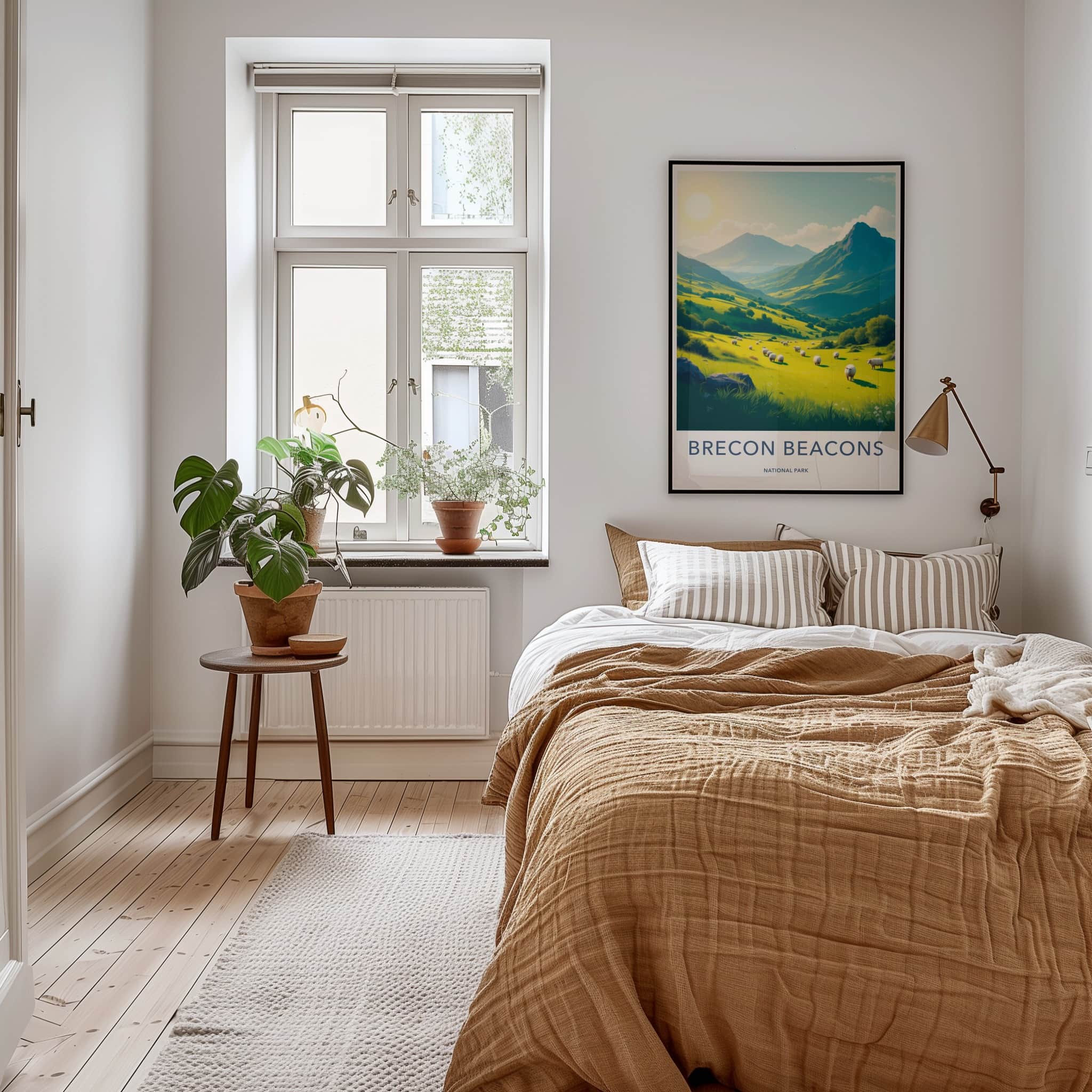Brecon Beacons Poster - United Kingdom Travel Art - Lush Hills Sheep Home Decor