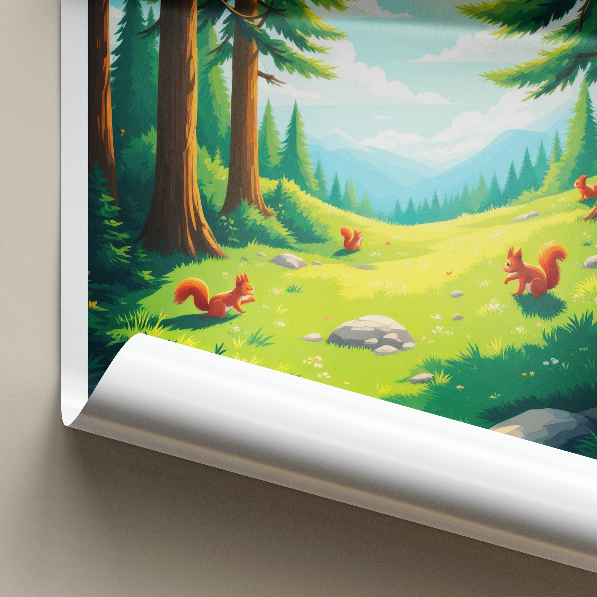 Brecon Beacons Poster - United Kingdom Travel Art - Sunny Forest Valley Wall Decor
