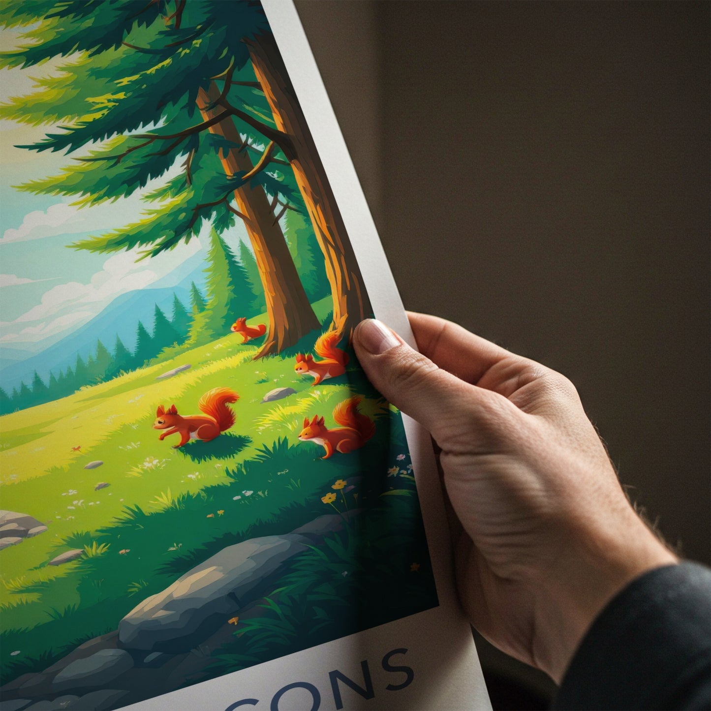 Brecon Beacons Poster - United Kingdom Travel Art - Sunny Forest Valley Wall Decor