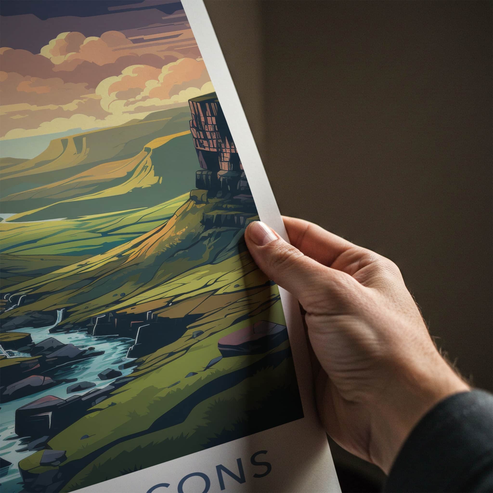 Brecon Beacons Poster - Wales Travel Art - Dramatic Valley River Home Decor
