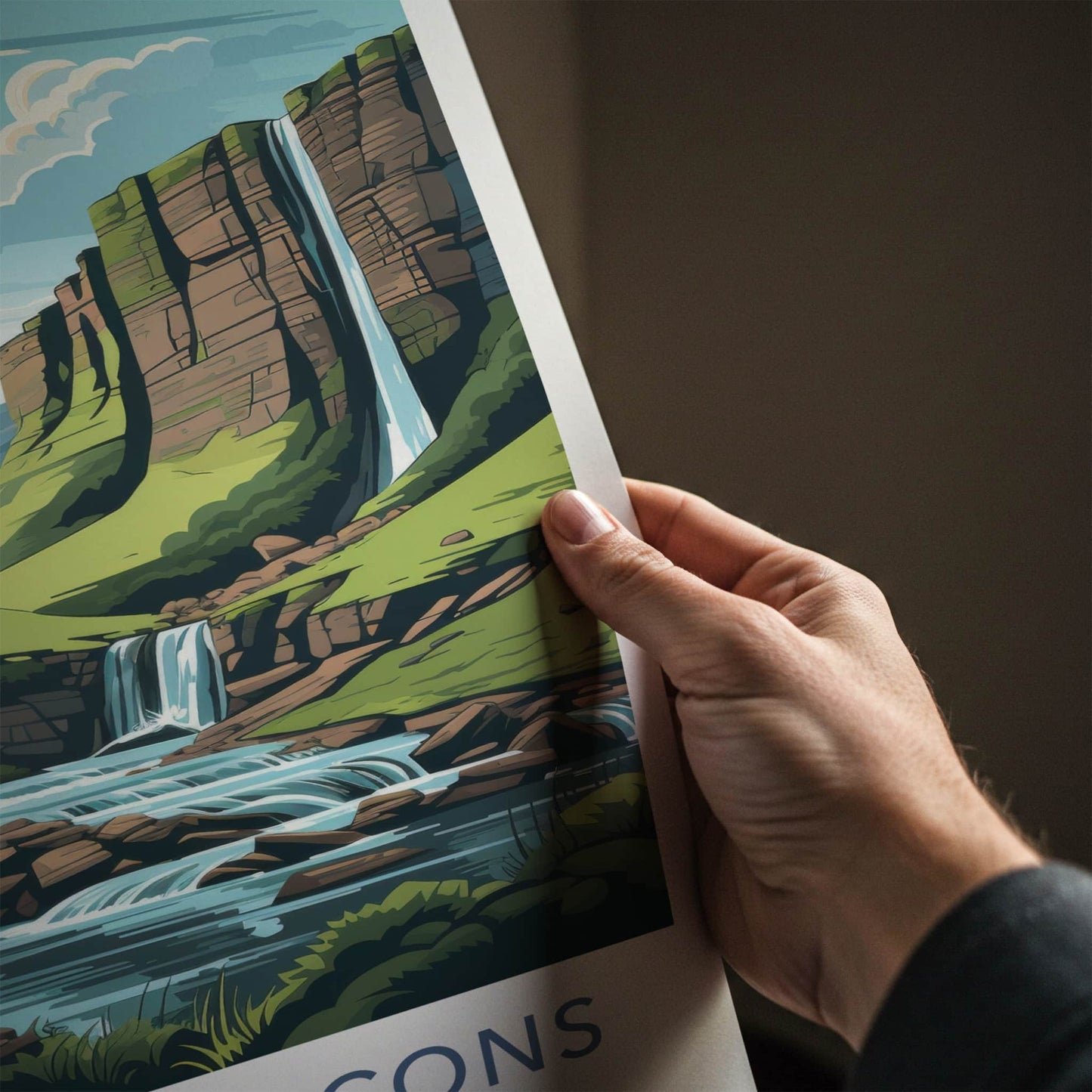 Brecon Beacons Poster - Wales Wall Art - Cliff Waterfall Cascades Home Decor