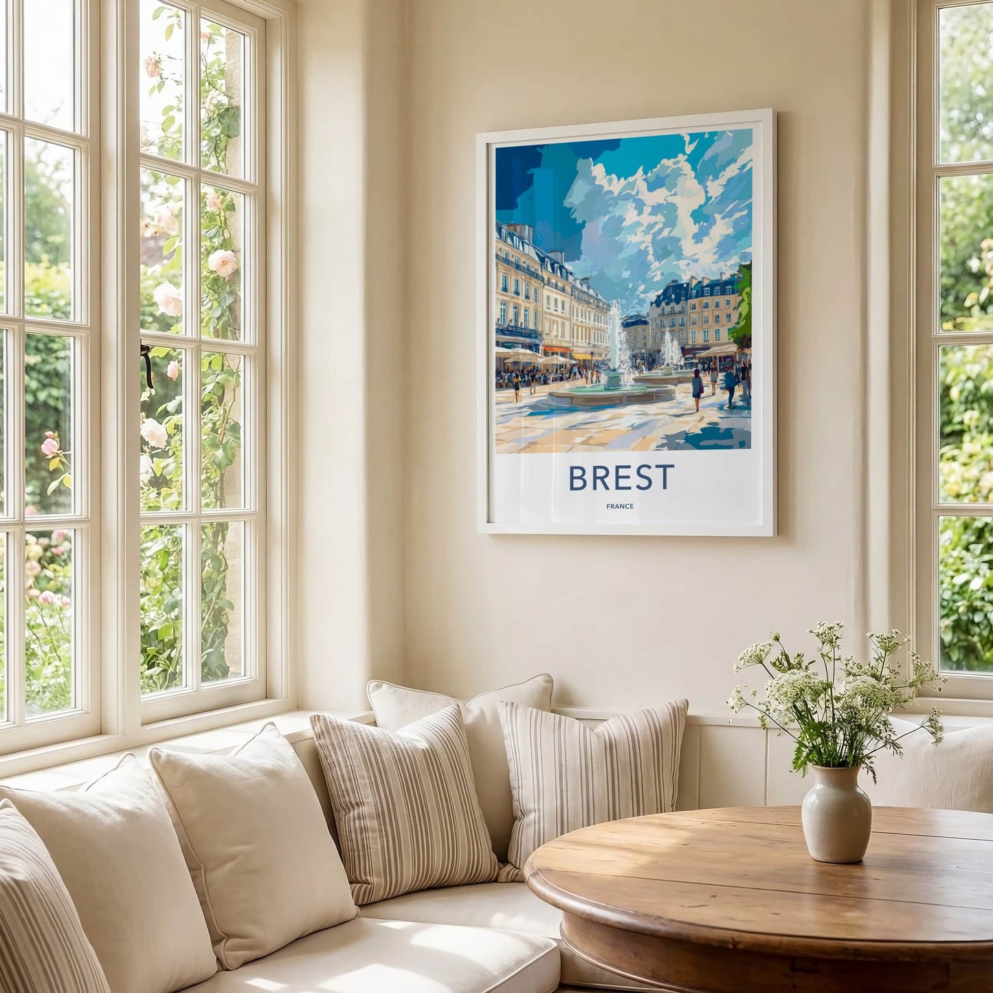 Brest Poster - France Travel Art - Bustling Historic Plaza Home Decor