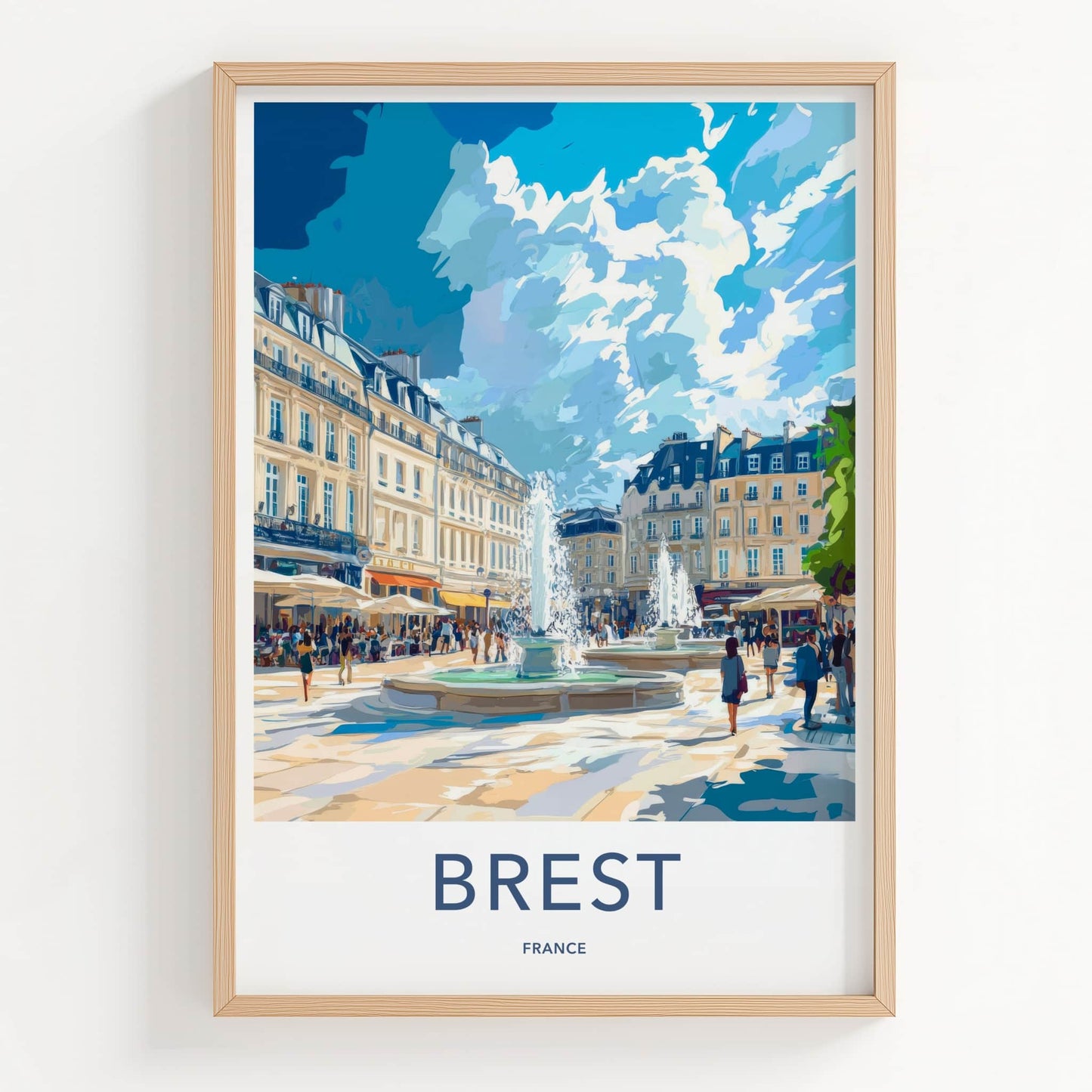 Brest Poster - France Travel Art - Bustling Historic Plaza Home Decor