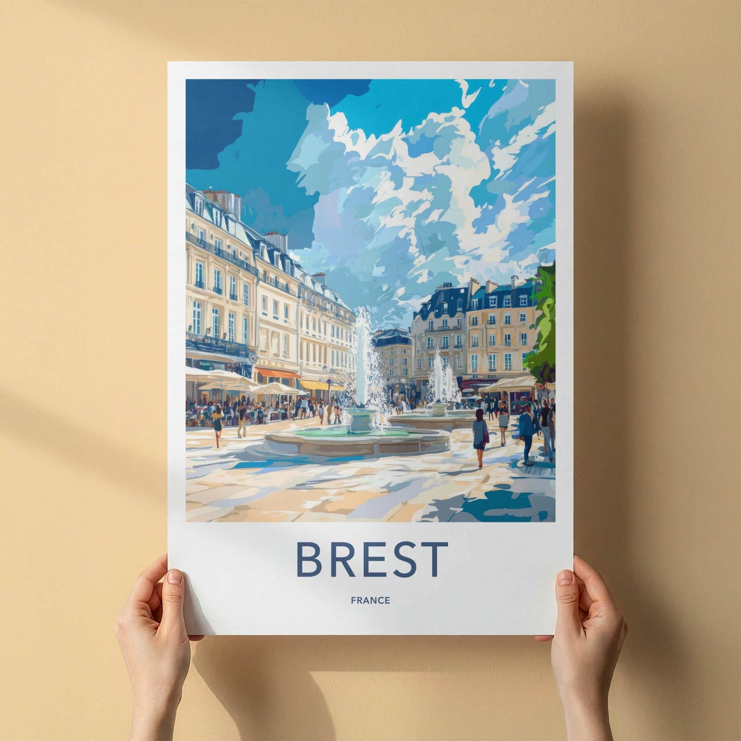 Brest Poster - France Travel Art - Bustling Historic Plaza Home Decor