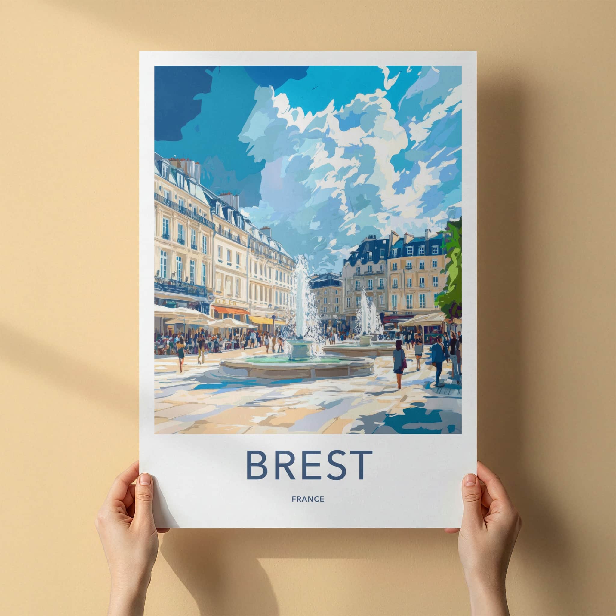 Brest Poster - France Travel Art - Bustling Historic Plaza Home Decor