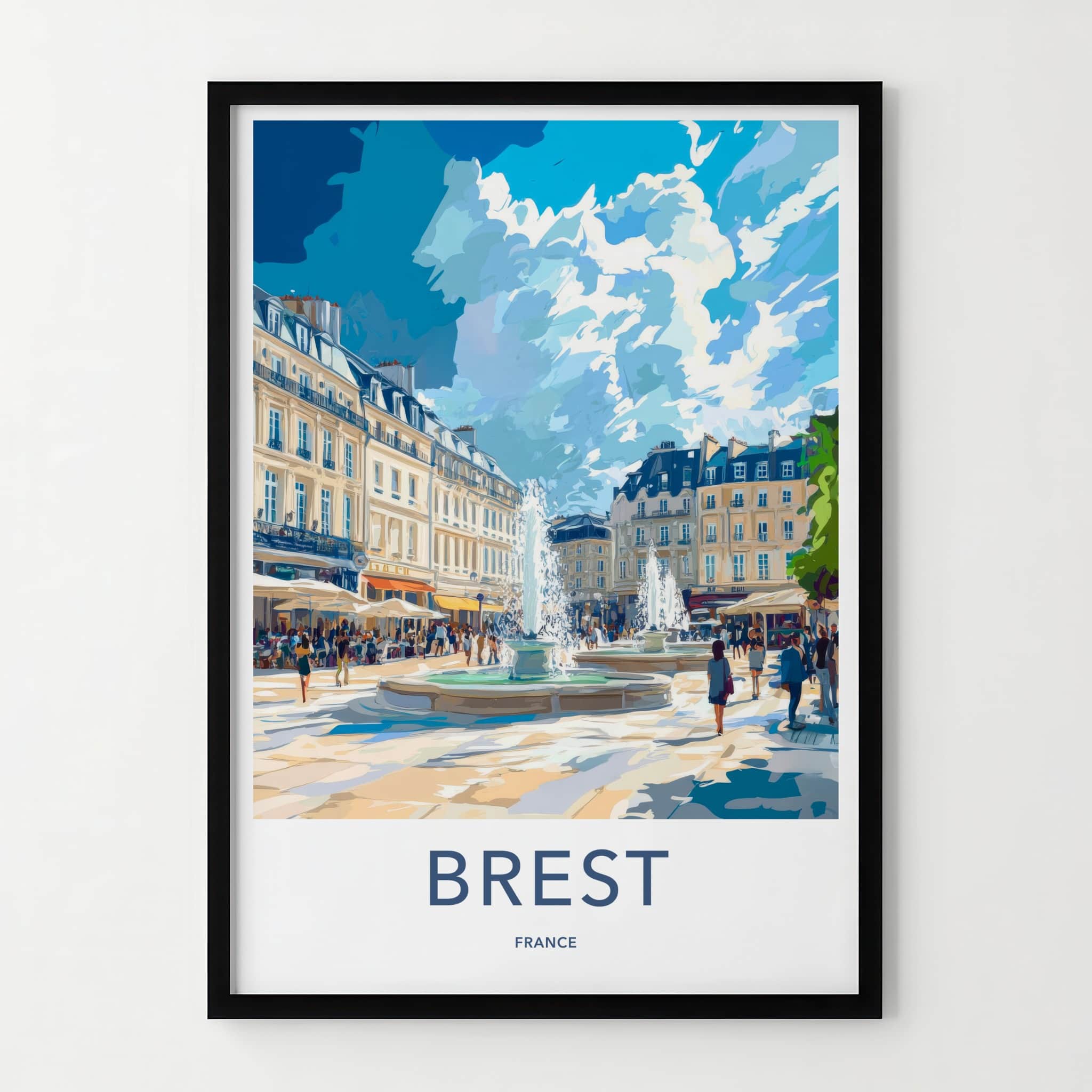 Brest Poster - France Travel Art - Bustling Historic Plaza Home Decor