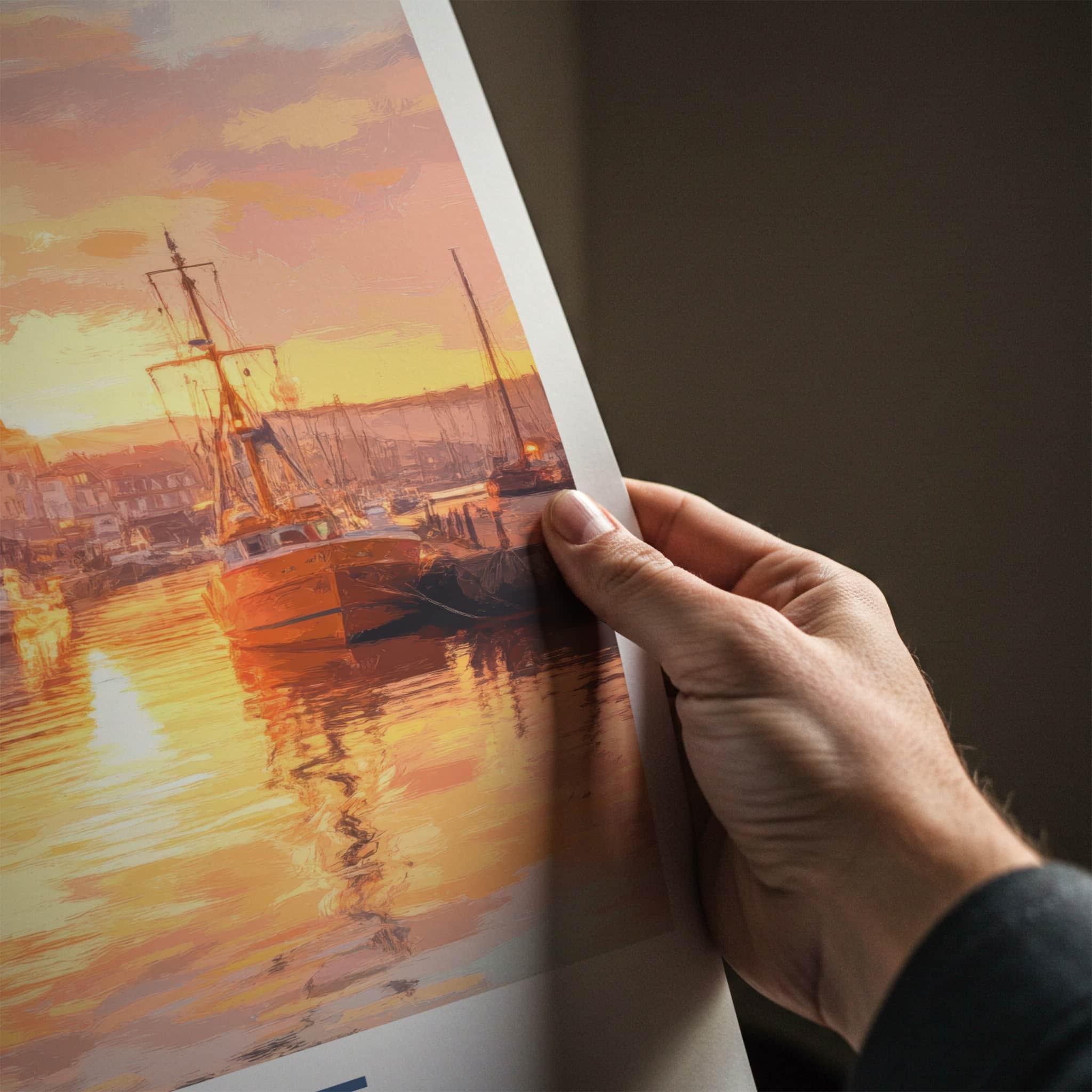 Brest Poster - France Travel Art - Sunset Harbor Boats Home Decor