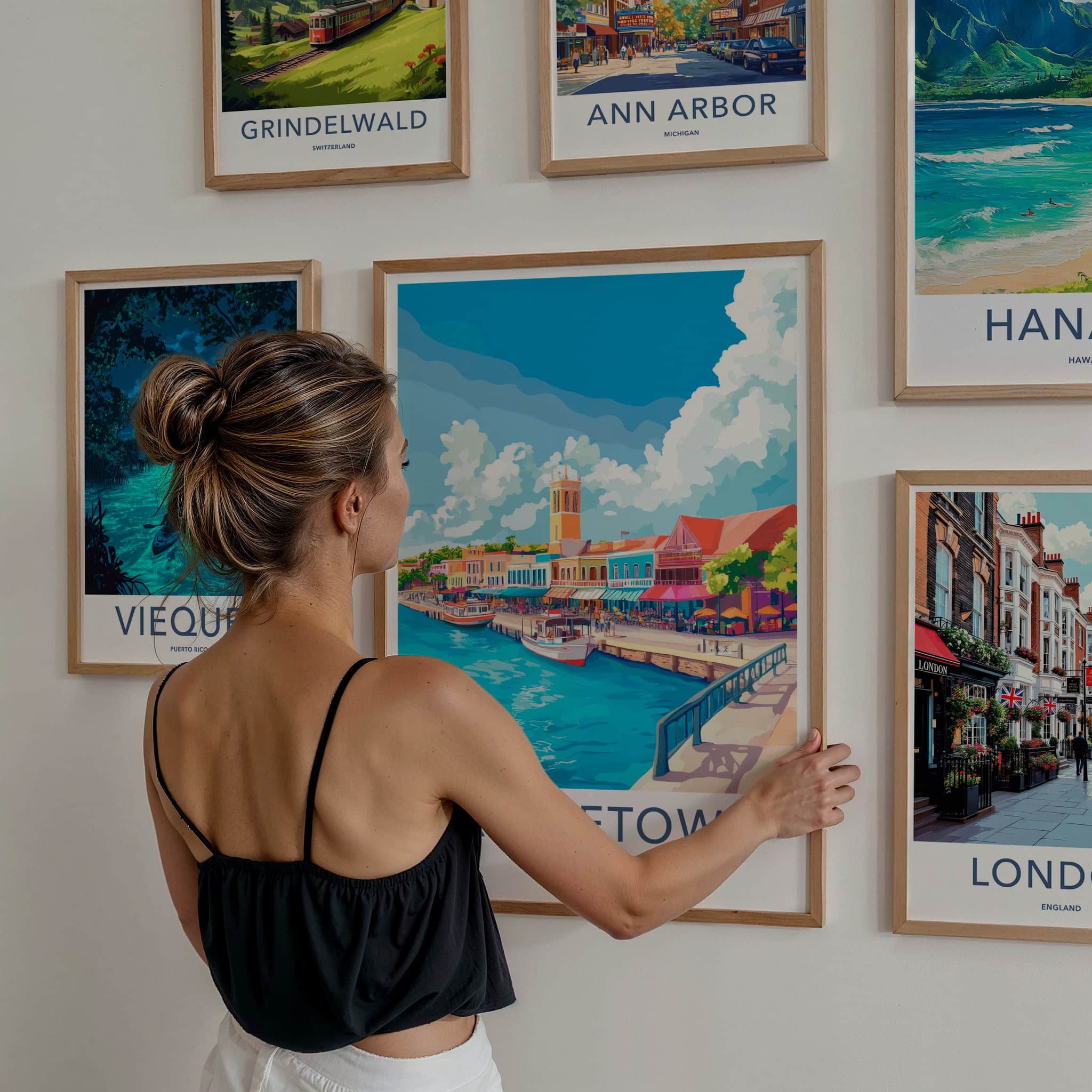 Bridgetown Poster - Barbados Travel Art - Vibrant City Harbor Home Decor