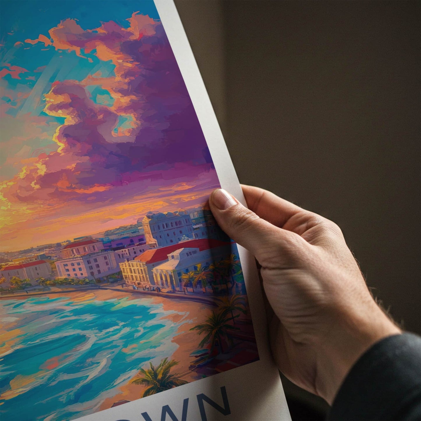 Bridgetown Poster - Barbados Travel Art - Vibrant Coastal Sunset Home Decor