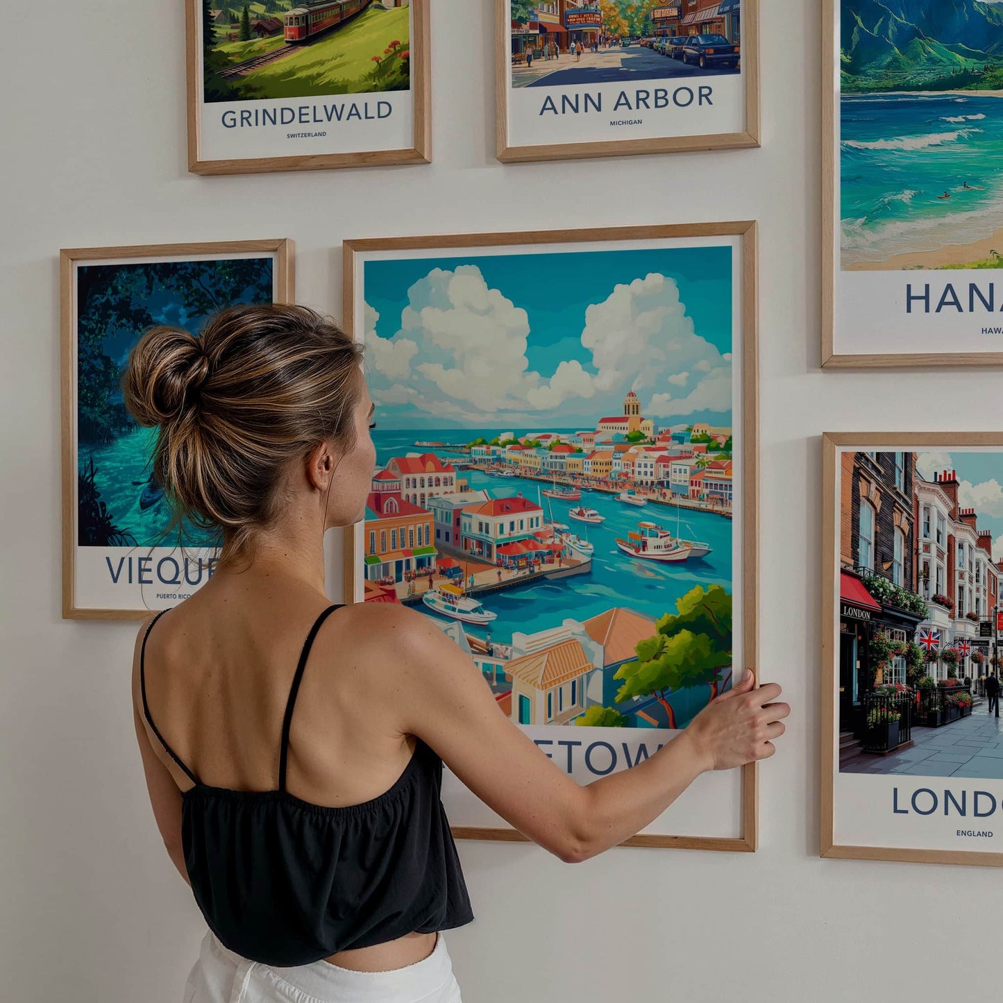 Bridgetown Poster - Barbados Travel Art - Vibrant Harbor Town Home Decor