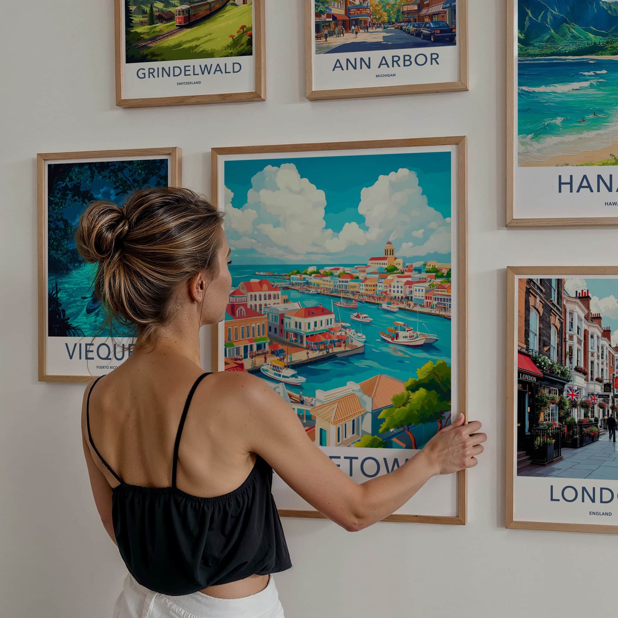 Bridgetown Poster - Barbados Travel Art - Vibrant Harbor Town Home Decor