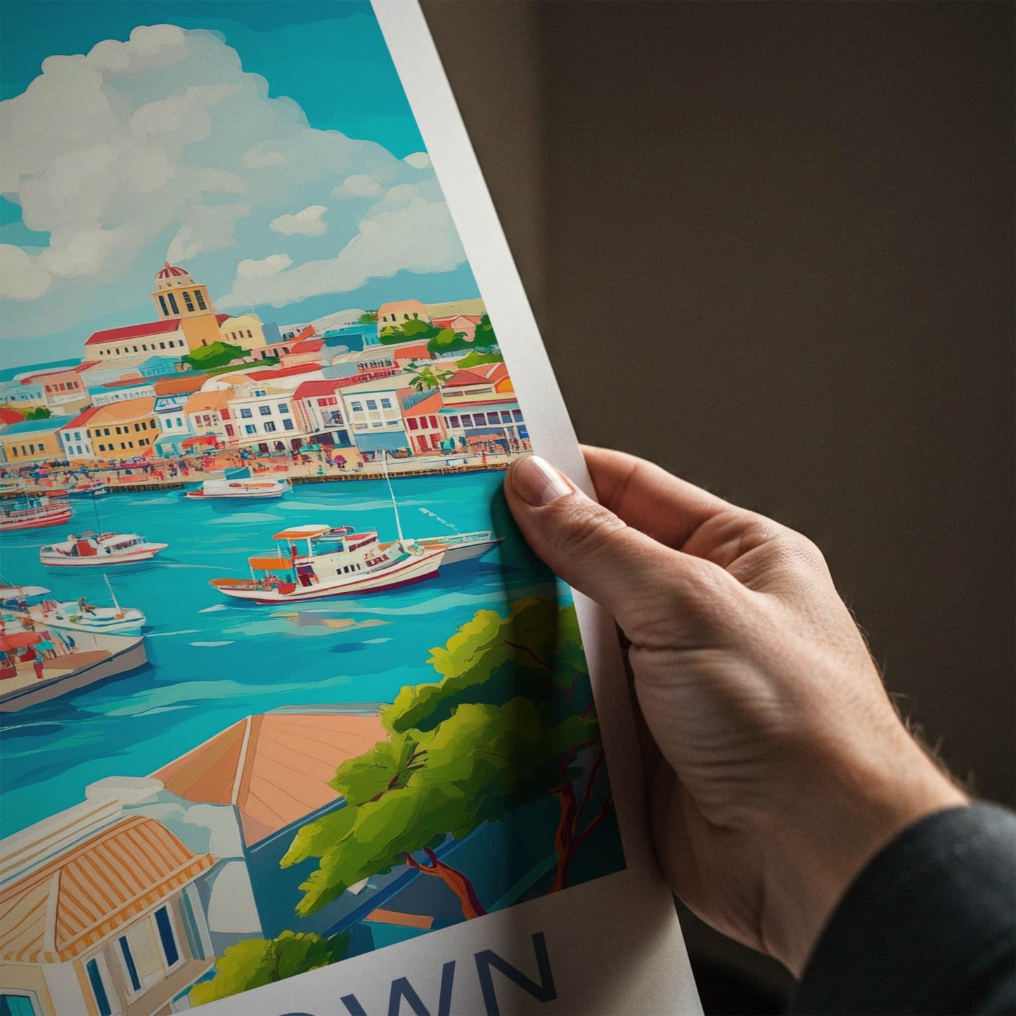 Bridgetown Poster - Barbados Travel Art - Vibrant Harbor Town Home Decor
