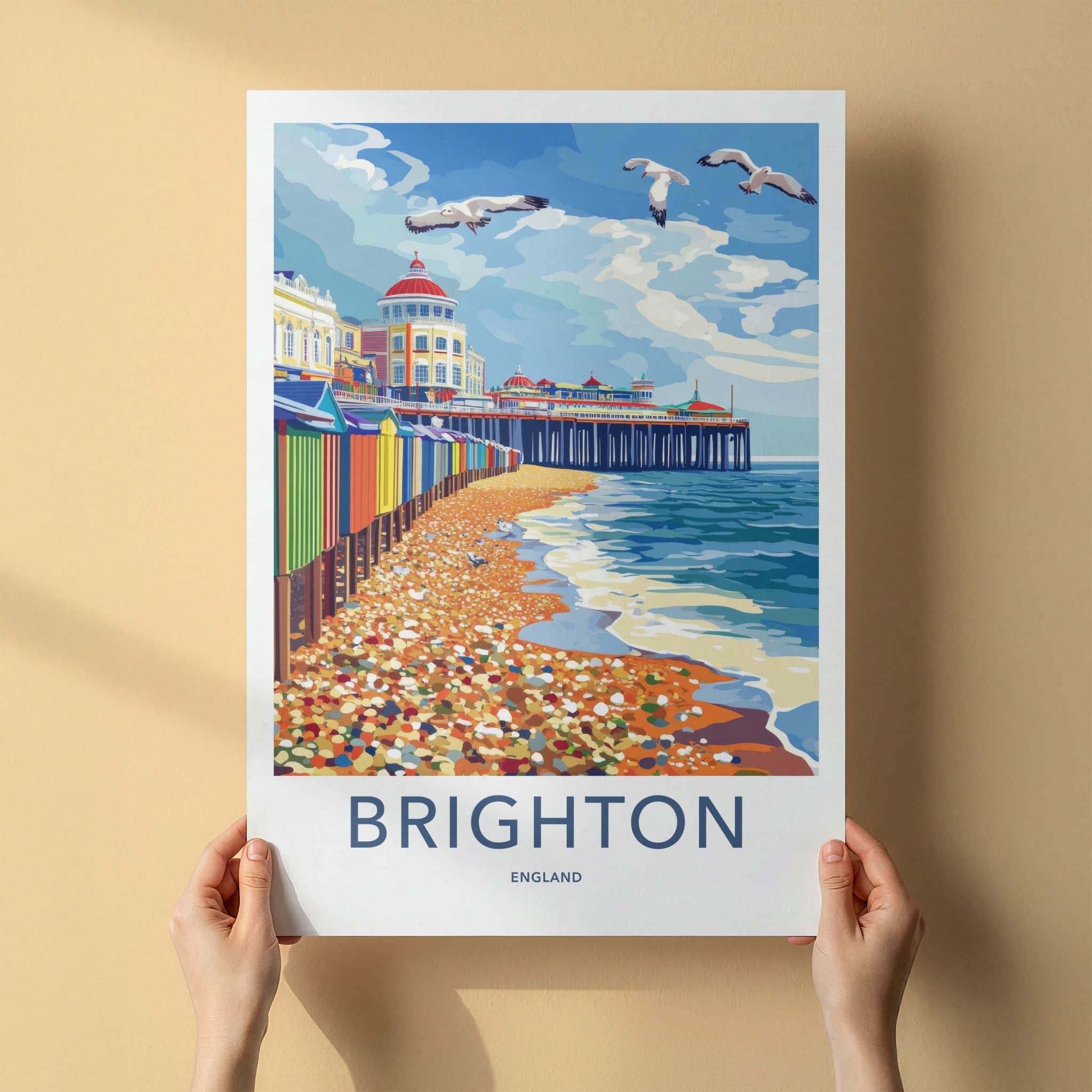 Brighton Poster - England Travel Art - Brighton Pier Beach Wall Decor
