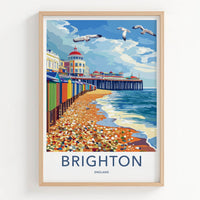Brighton Poster - England Travel Art - Brighton Pier Beach Wall Decor
