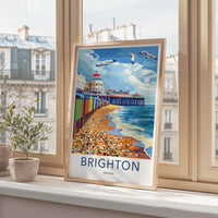 Brighton Poster - England Travel Art - Brighton Pier Beach Wall Decor