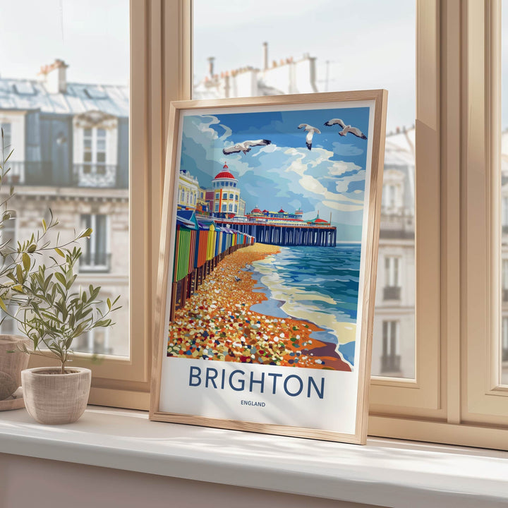 Brighton Poster - England Travel Art - Brighton Pier Beach Wall Decor