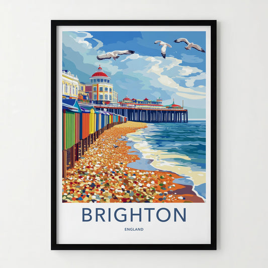 Brighton Poster - England Travel Art - Brighton Pier Beach Wall Decor