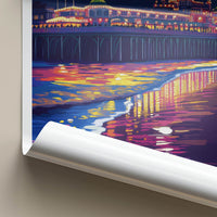 Brighton Poster - England Travel Print - Pier Night Reflections Lounge Decor