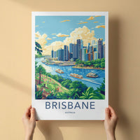 Brisbane Poster - Australia Travel Art - River City Scene Home Decor