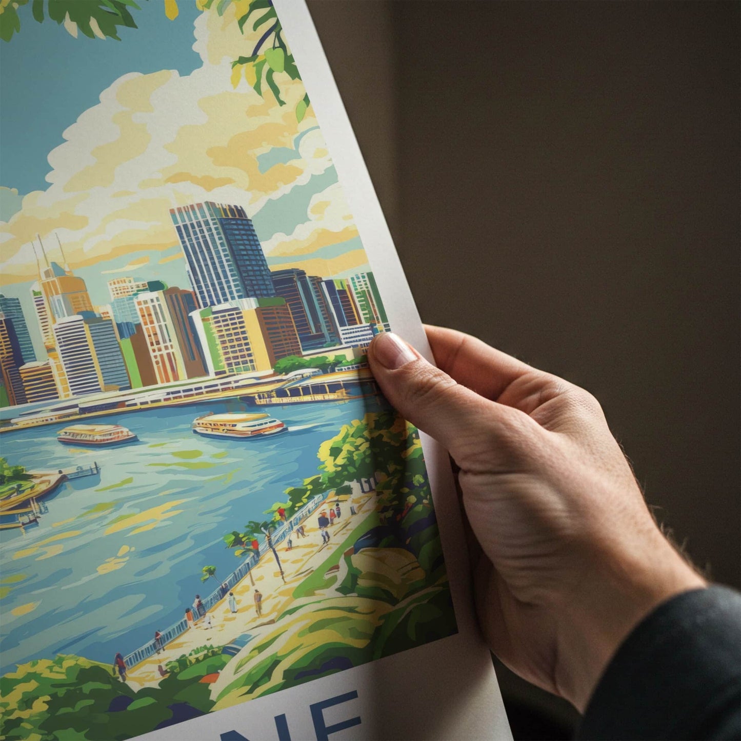 Brisbane Poster - Australia Travel Art - Vibrant Cityscape River Home Decor
