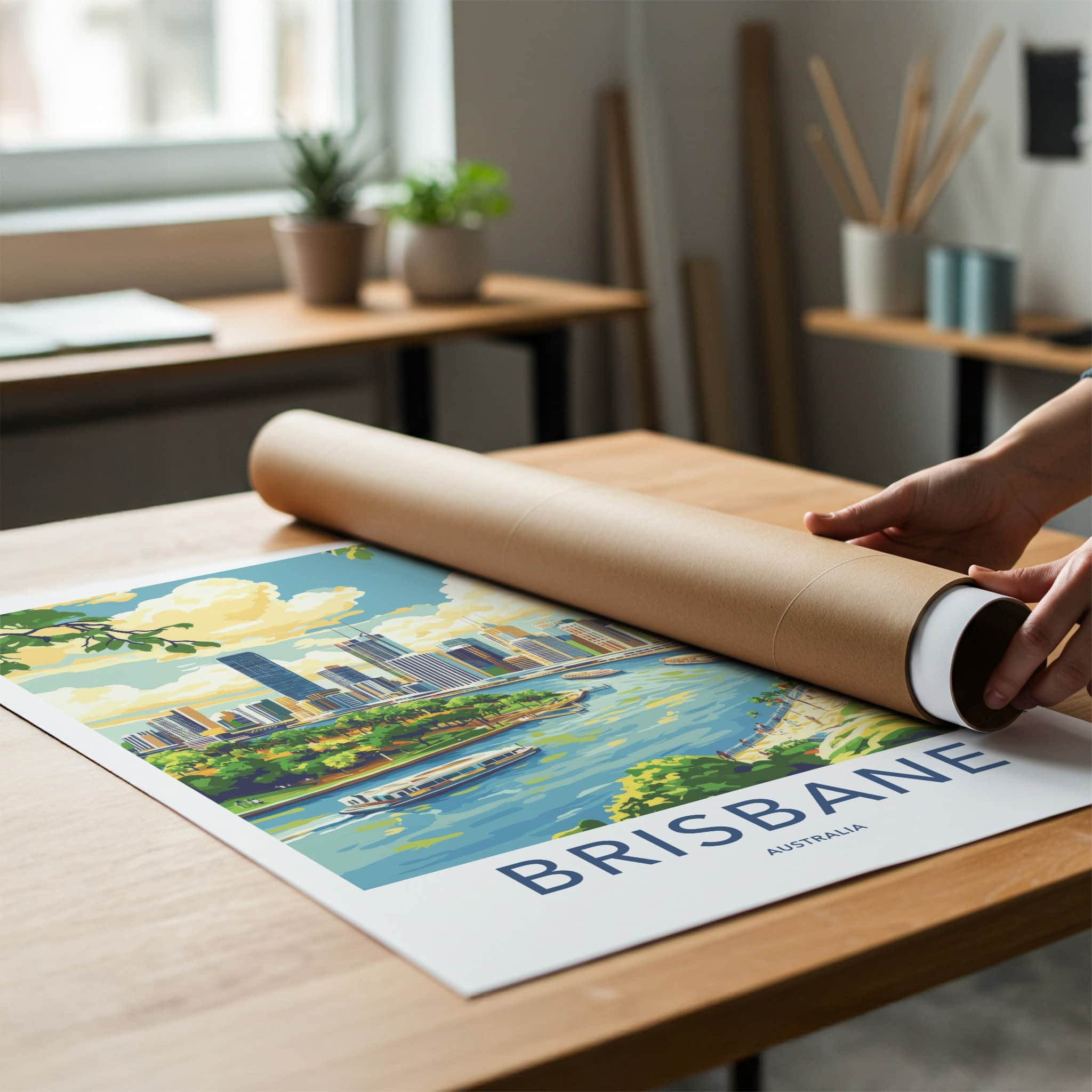 Brisbane Poster - Australia Travel Art - Vibrant Cityscape River Home Decor