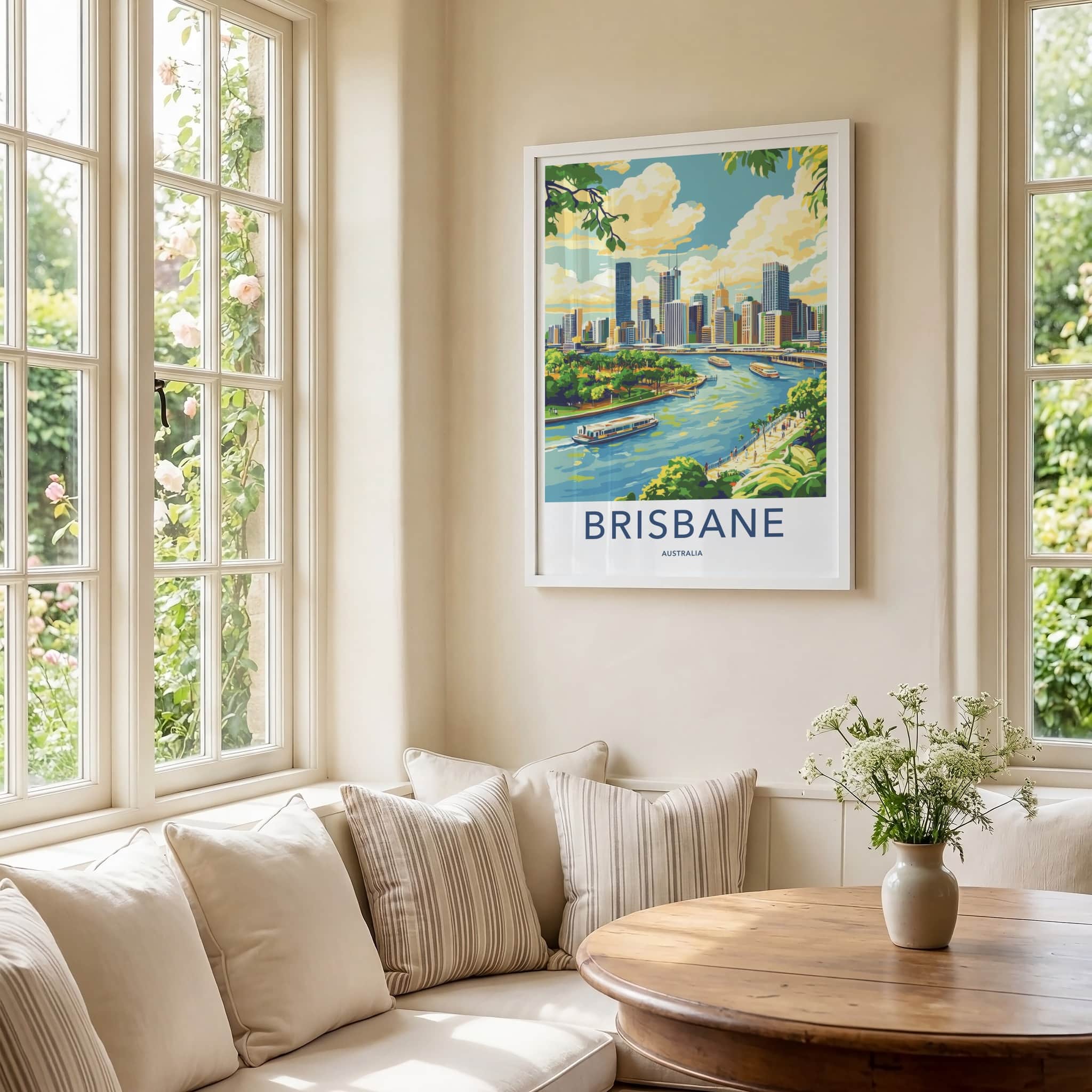 Brisbane Poster - Australia Travel Art - Vibrant Cityscape River Home Decor