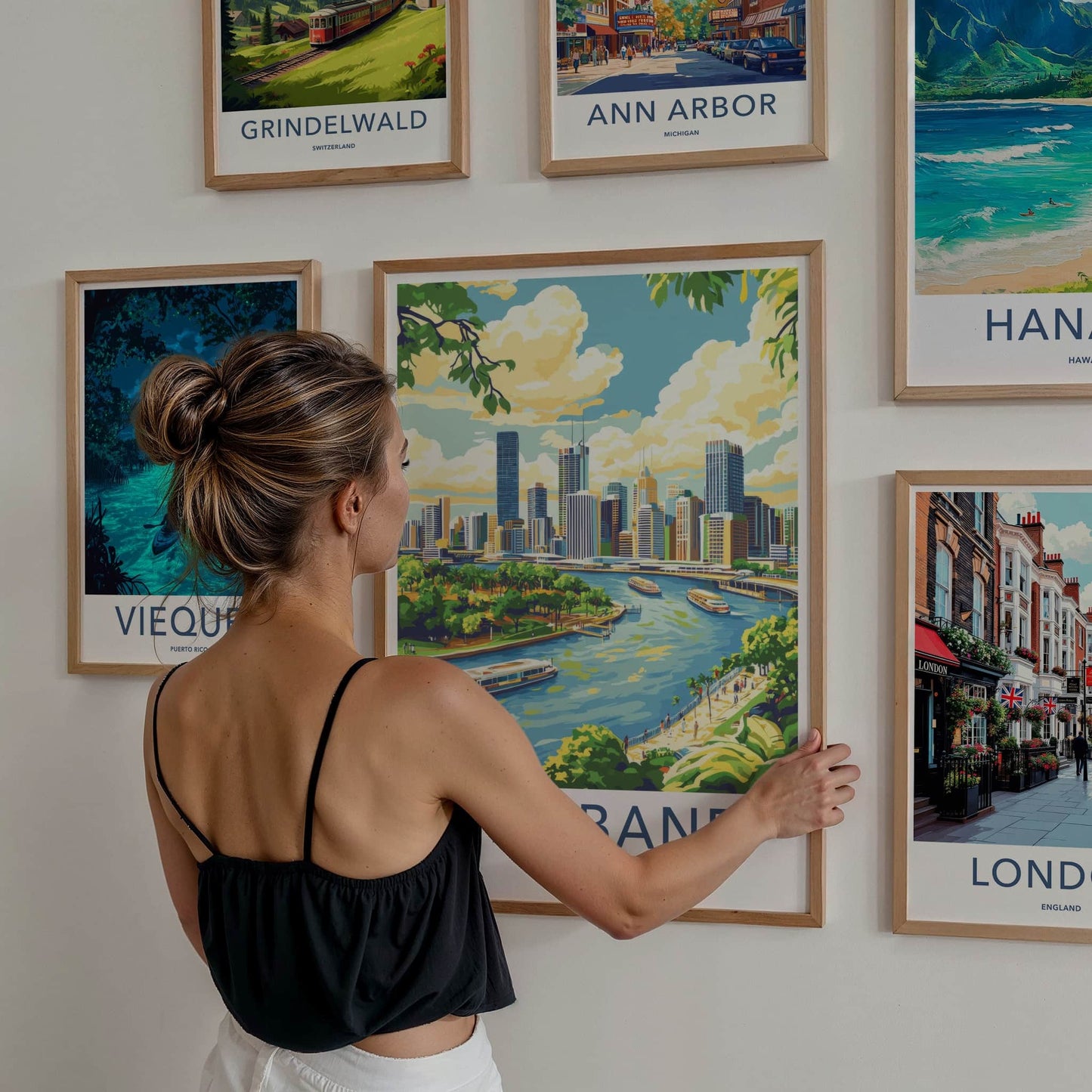 Brisbane Poster - Australia Travel Art - Vibrant Cityscape River Home Decor