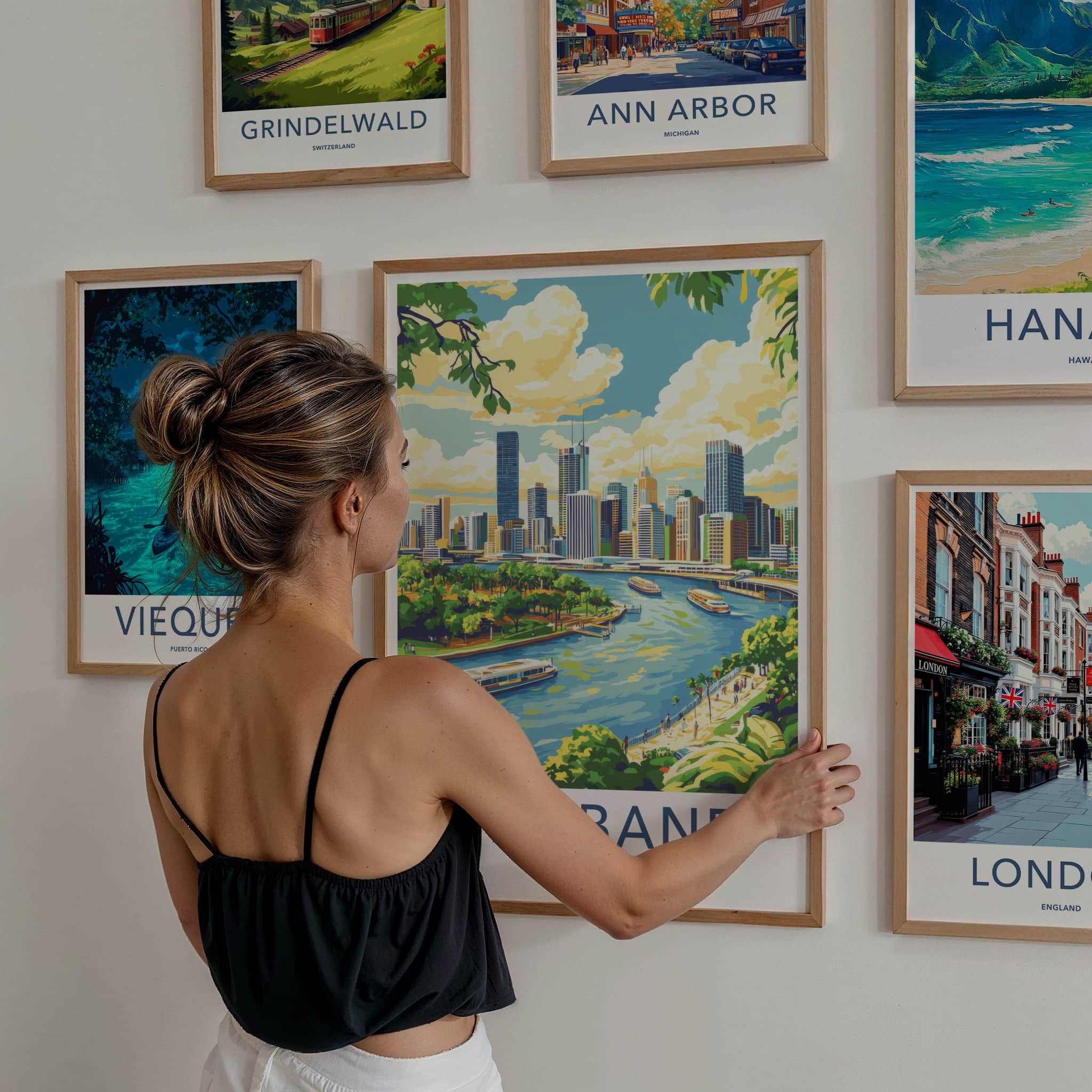 Brisbane Poster - Australia Travel Art - Vibrant Cityscape River Home Decor