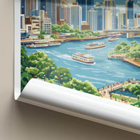 Brisbane Poster - Australia Travel Print - City River Boats Wall Decor