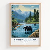 British Columbia Poster - Canada Travel Art - Bears Mountain River Home Decor