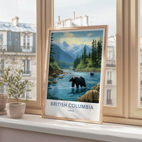 British Columbia Poster - Canada Travel Art - Bears Mountain River Home Decor