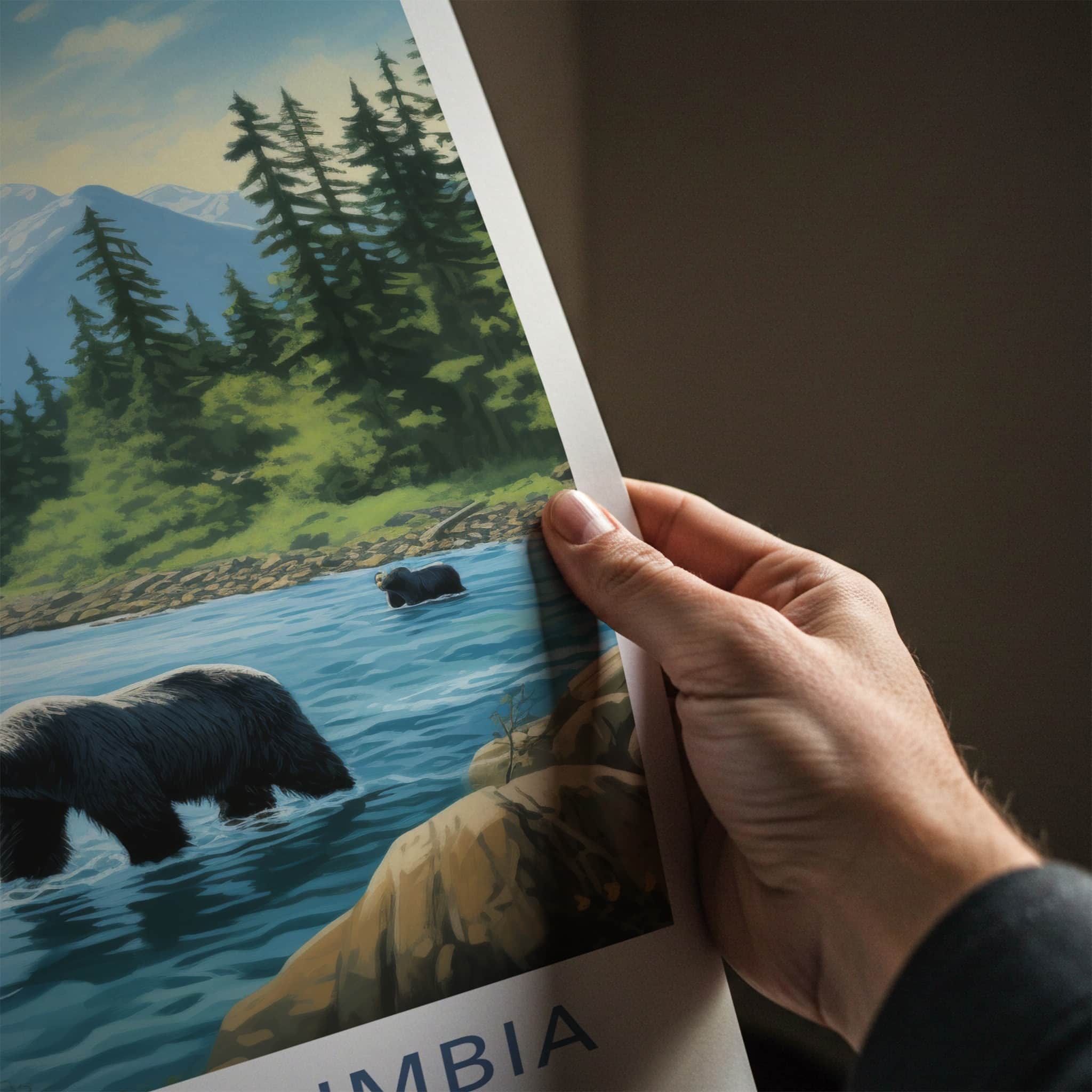 British Columbia Poster - Canada Travel Art - Bears Mountain River Home Decor