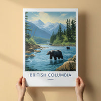 British Columbia Poster - Canada Travel Art - Bears Mountain River Home Decor