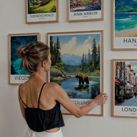 British Columbia Poster - Canada Travel Art - Grizzly Bear River Home Decor