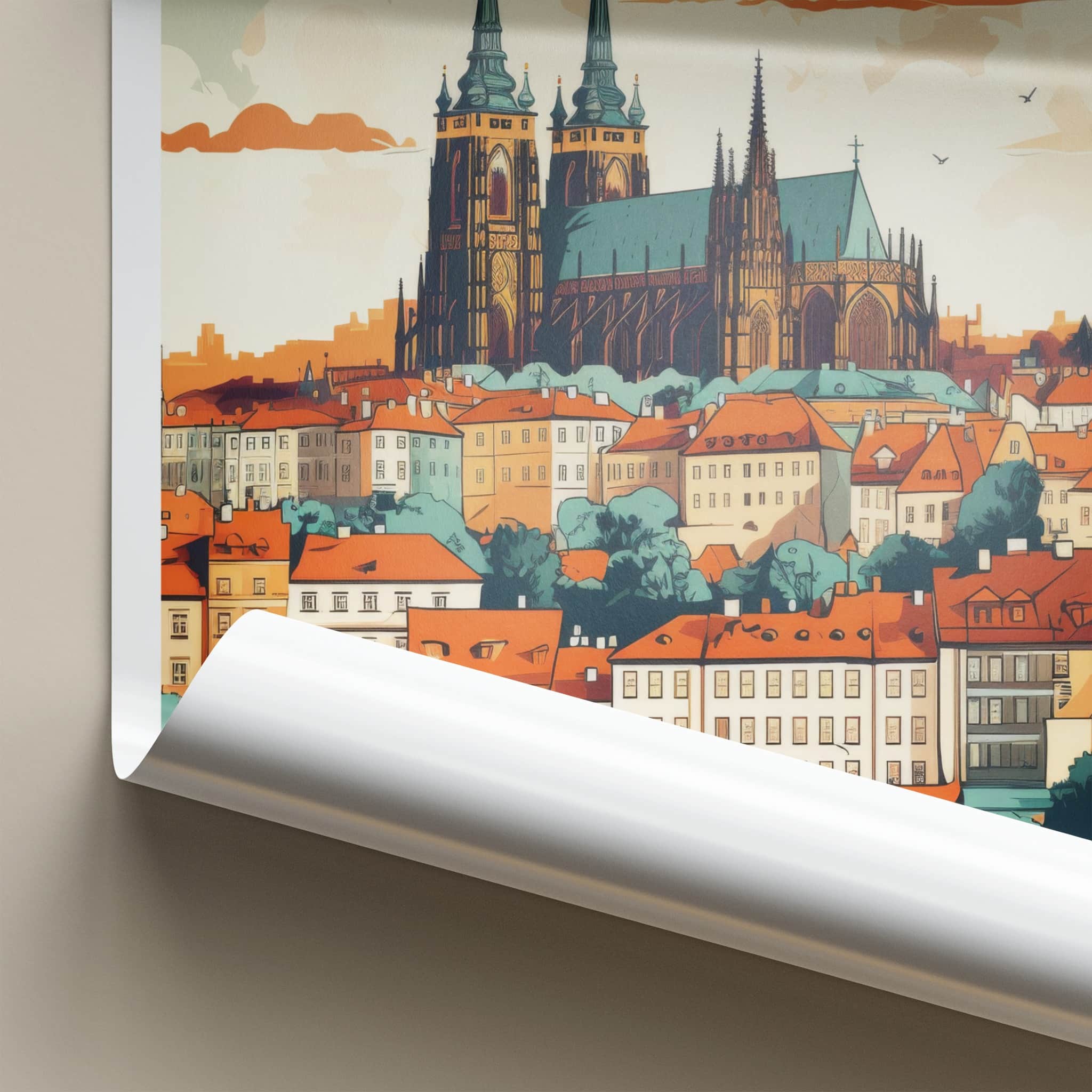 Brno Poster - Czech Republic Travel Art - Historic City Rooftops Wall Decor