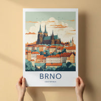 Brno Poster - Czech Republic Travel Art - Historic City Rooftops Wall Decor