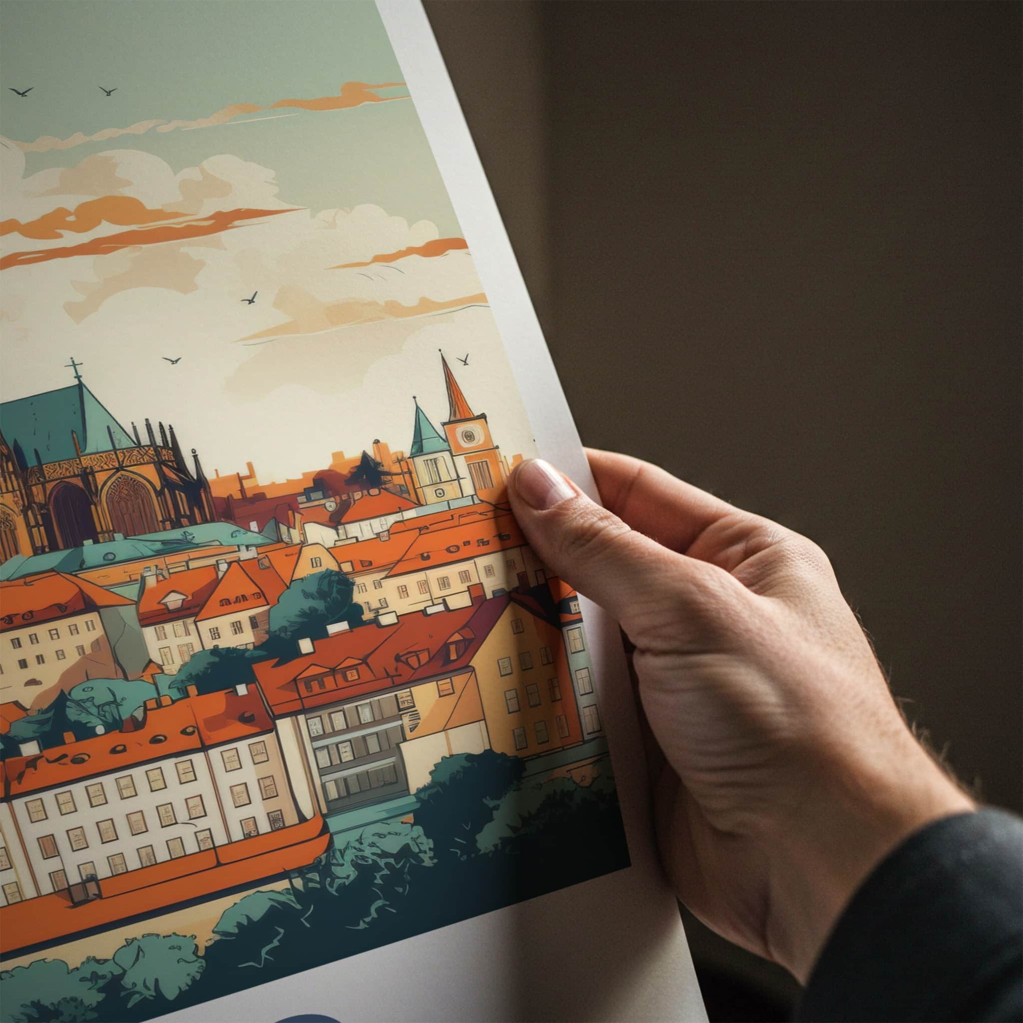 Brno Poster - Czech Republic Travel Art - Historic City Rooftops Wall Decor