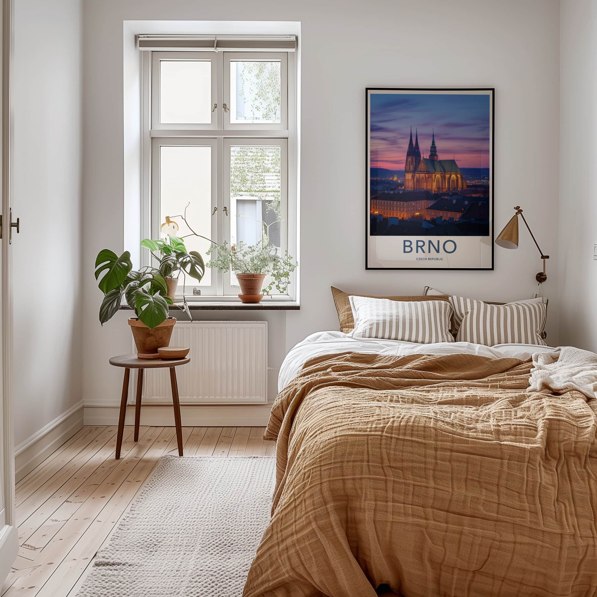 Brno Poster - Czech Republic Travel Art - Illuminated Gothic Cathedral Wall Decor