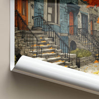 Brooklyn Poster - New York Scenic Art - Autumn Brownstone Stoops Home Decor