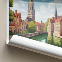 Bruges Poster - Belgium Framed Print - Historic City Canal Framed Decor