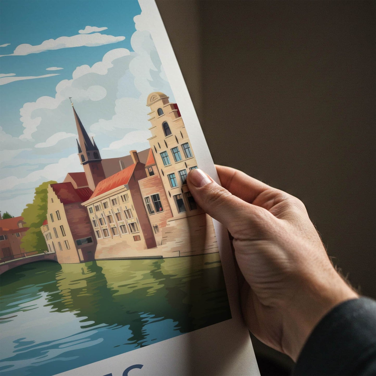 Bruges Poster - Belgium Framed Print - Historic City Canal Framed Decor