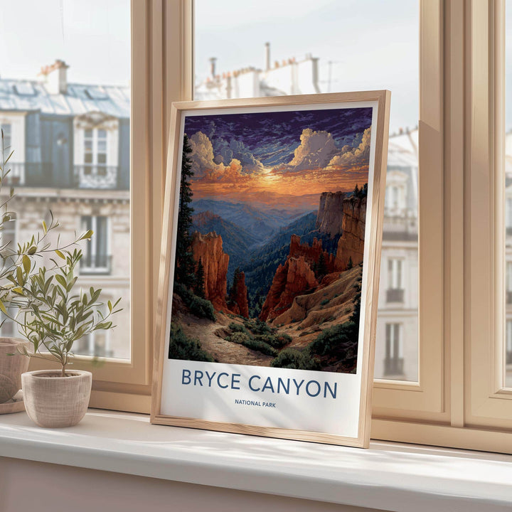 Bryce Canyon Poster - Utah Art Print - Sunset Hoodoo Vista Wall Decor