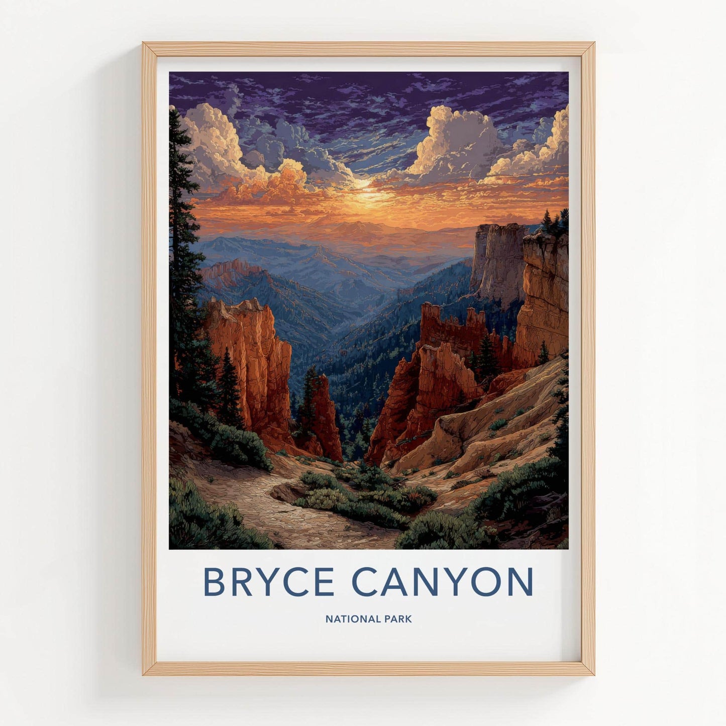 Bryce Canyon Poster - Utah Art Print - Sunset Hoodoo Vista Wall Decor