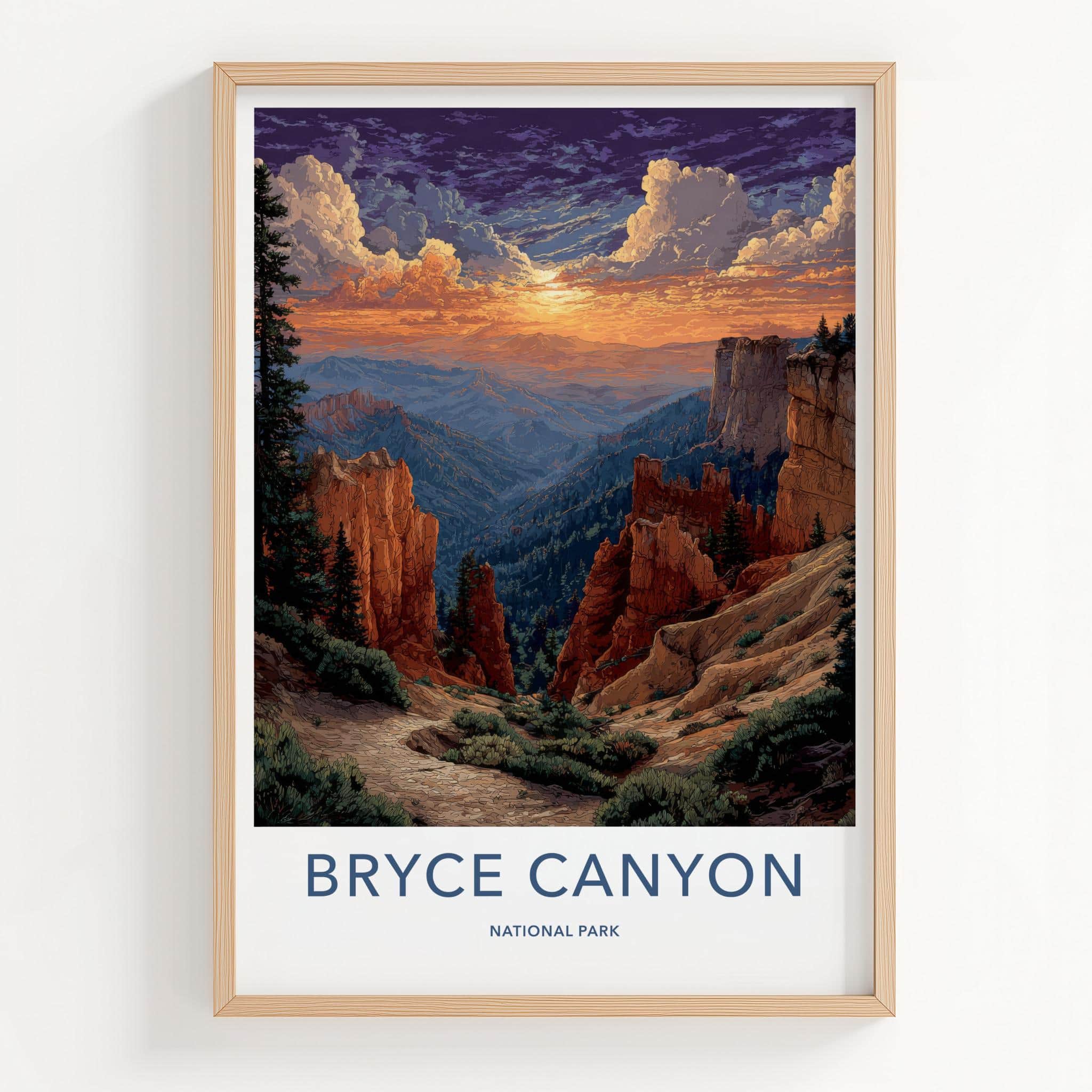 Bryce Canyon Poster - Utah Art Print - Sunset Hoodoo Vista Wall Decor