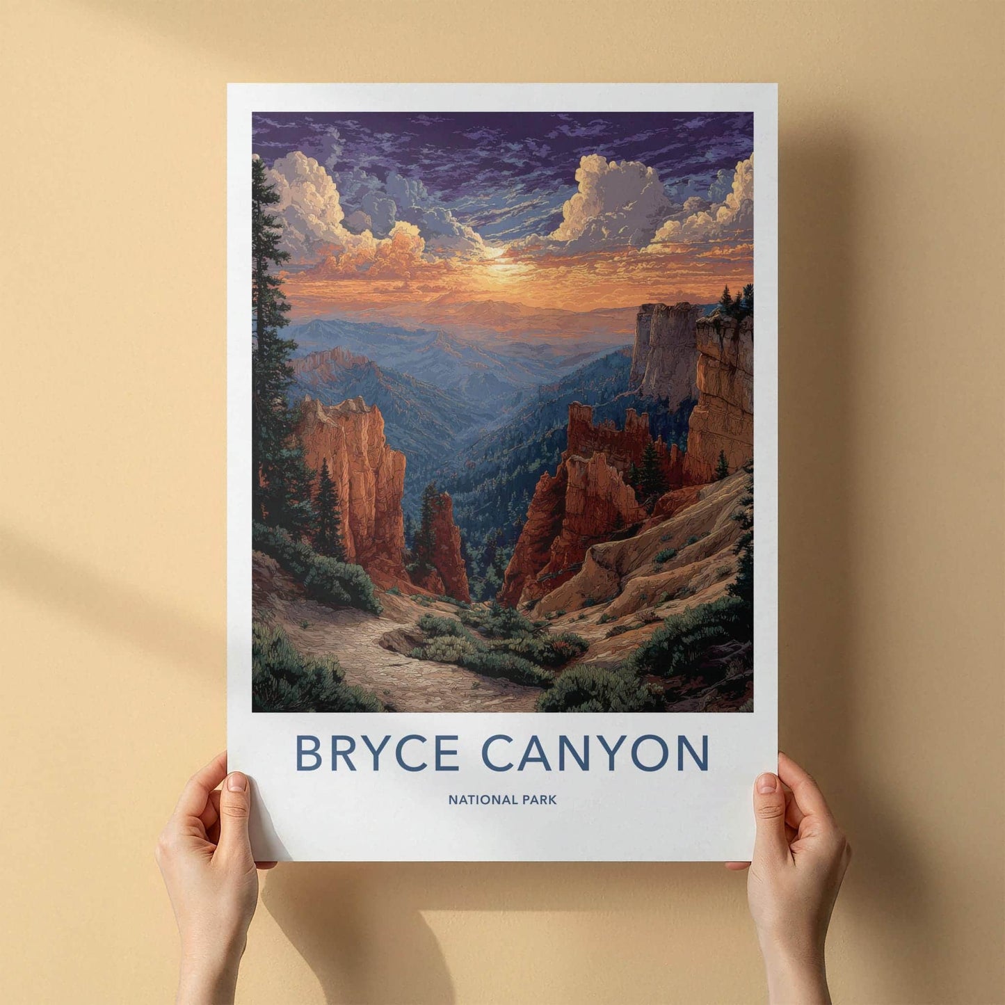 Bryce Canyon Poster - Utah Art Print - Sunset Hoodoo Vista Wall Decor