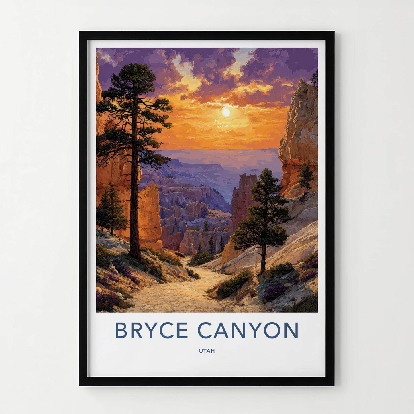 Bryce Canyon Poster - Utah Scenic Art - Sunset Hoodoo View Wall Decor