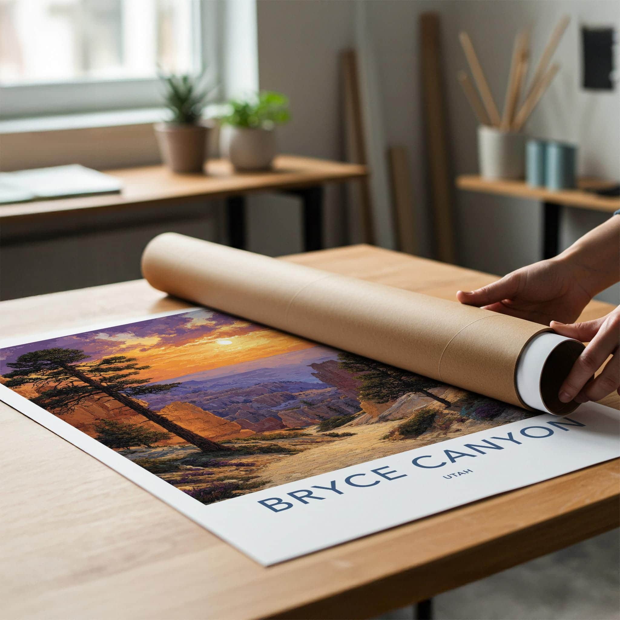 Bryce Canyon Poster - Utah Scenic Art - Sunset Hoodoo View Wall Decor