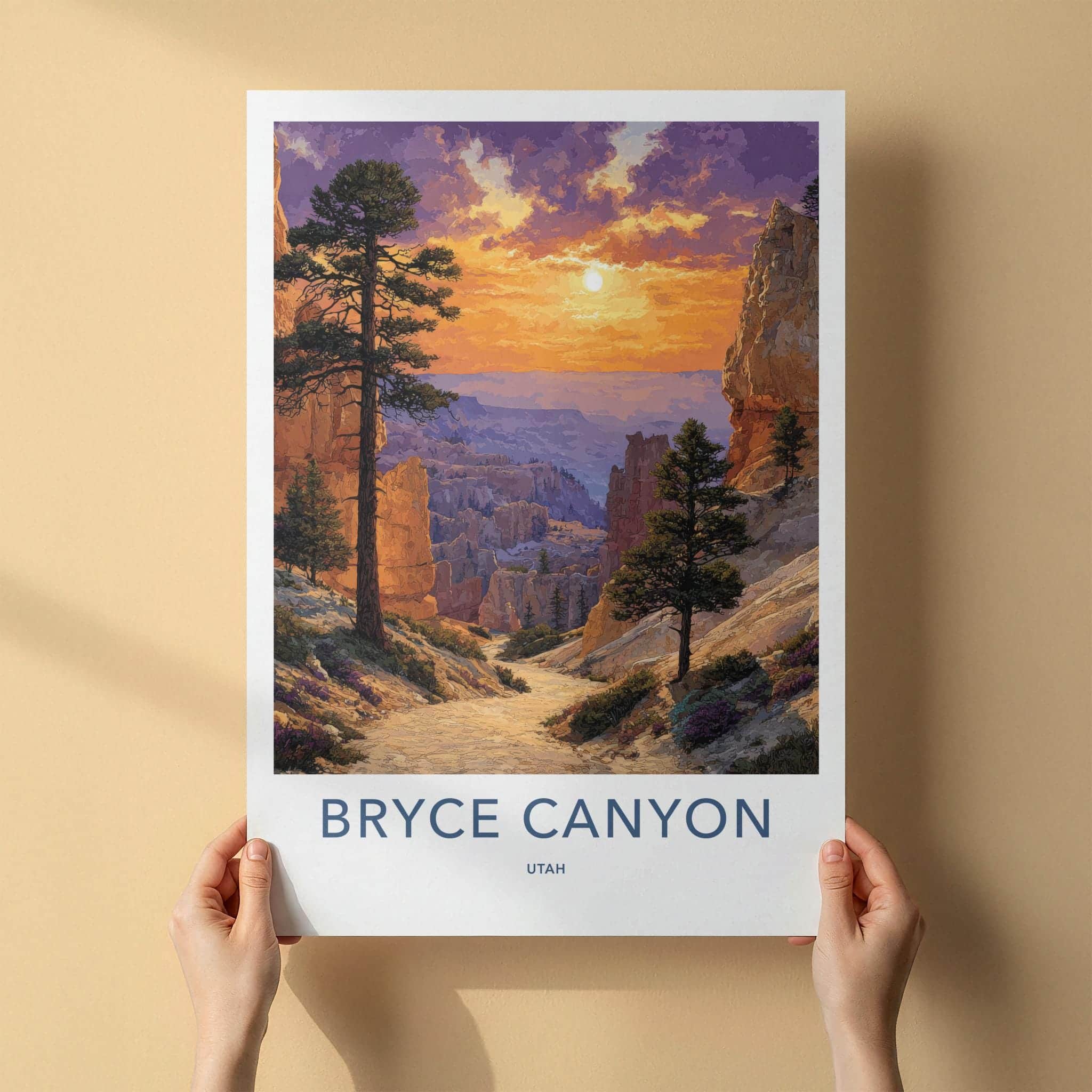 Bryce Canyon Poster - Utah Scenic Art - Sunset Hoodoo View Wall Decor